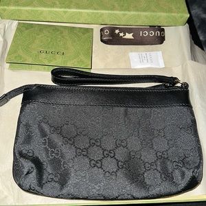 Gucci Black Monogram Wristlet